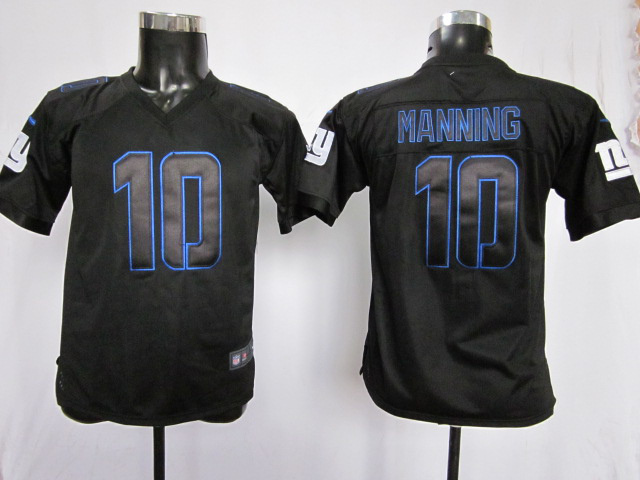 Youth Nike Giants 10 Manning Impact Black Game Jerseys