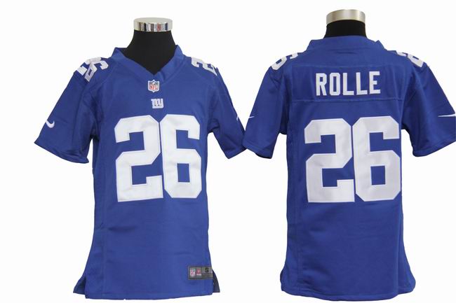 Youth Nike Giants ROLLE 26 Blue Game Jerseys