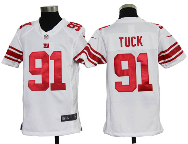 Youth Nike Giants TUCK 91 White Game Jerseys