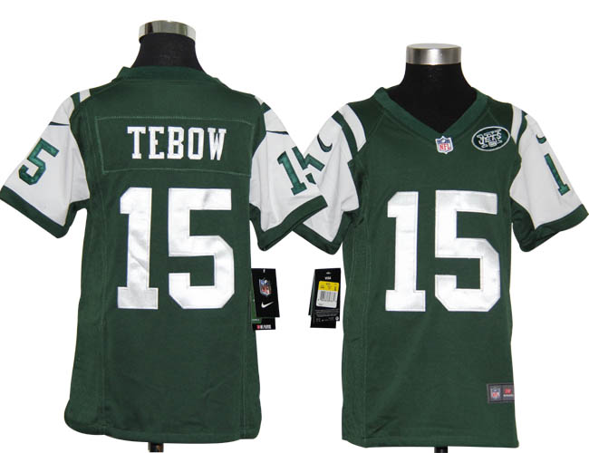 Youth Nike Jets 15 Tebow Green Jerseys - Click Image to Close