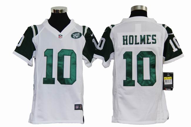 Youth Nike Jets HOLMES 10 White Game Jerseys