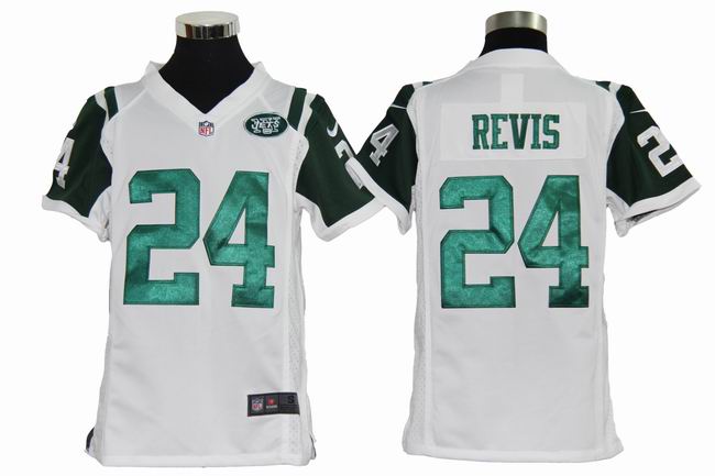 Youth Nike Jets REVIS 24 White Game Jerseys