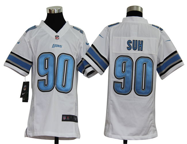 Youth Nike Lions 90 SUH white Jerseys