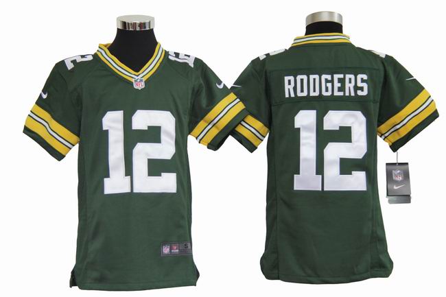 Youth Nike Packers 12 Rodgers green Jerseys