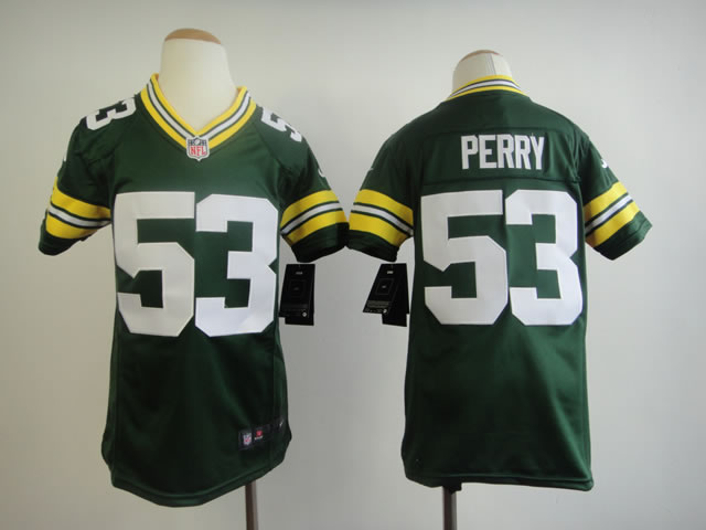 Youth Nike Packers 53 Perry Green Game Jerseys