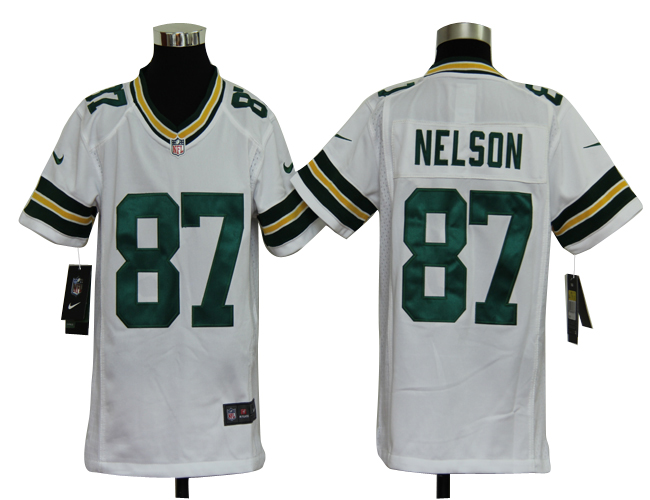 Youth Nike Packers 87 Nelson white Jerseys