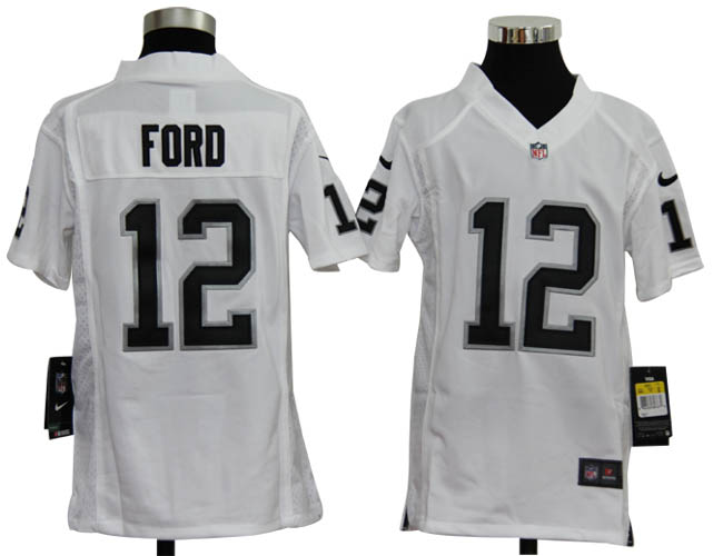 Youth Nike Raiders FORD 12 White Game Jerseys