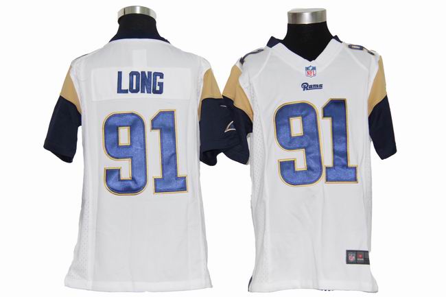 Youth Nike Rams 19 Long White Game Jerseys - Click Image to Close