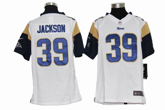 Youth Nike Rams 39 Jackson White Game Jerseys - Click Image to Close