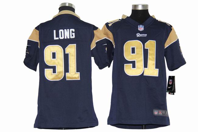 Youth Nike Rams 91 Long Blue Game Jerseys - Click Image to Close