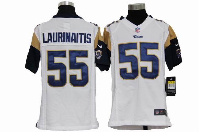 Youth Nike Rams Laurinaitis White Game Jerseys - Click Image to Close