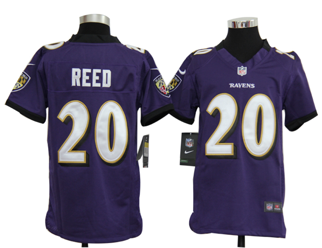 Youth Nike Ravens 20 Reed Purple Jerseys