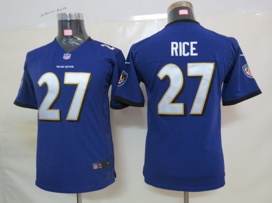 Youth Nike Ravens 27 Rice purple Jerseys - Click Image to Close