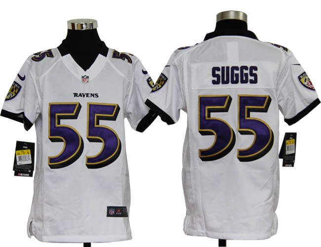 Youth Nike Ravens 55 Suggs white Jersey