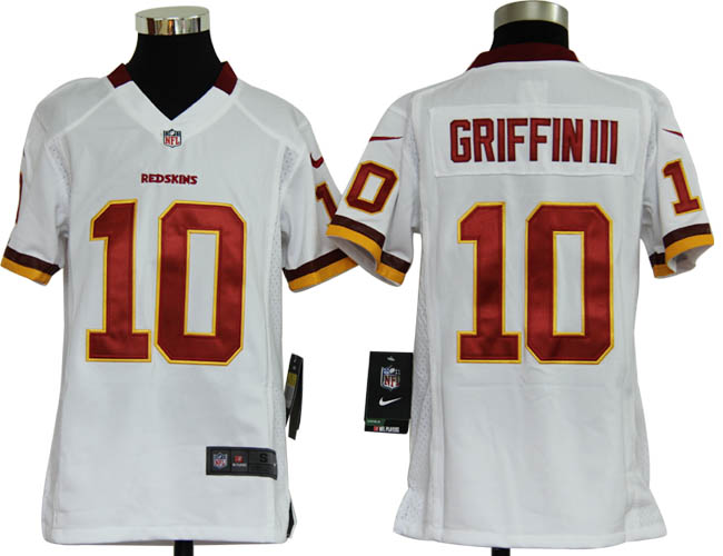 Youth Nike Redskins 10 Griffin III white Game Jerseys