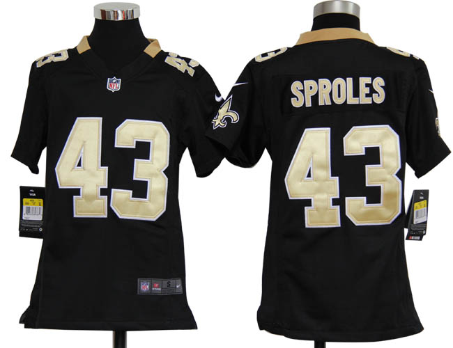 Youth Nike Saints 43 SPROLES black Game Jerseys