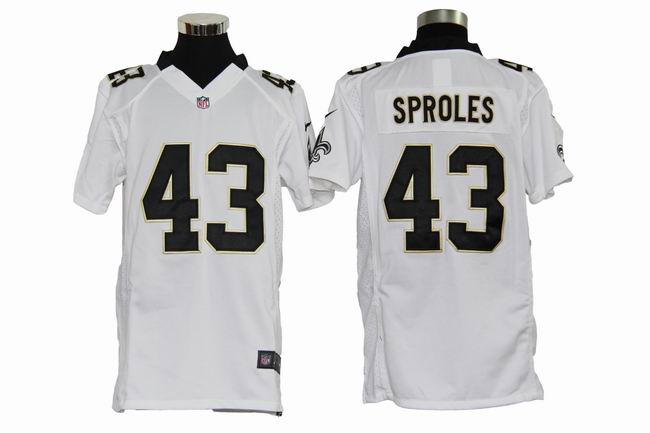 Youth Nike Saints SPROLES 43 White Game Jerseys