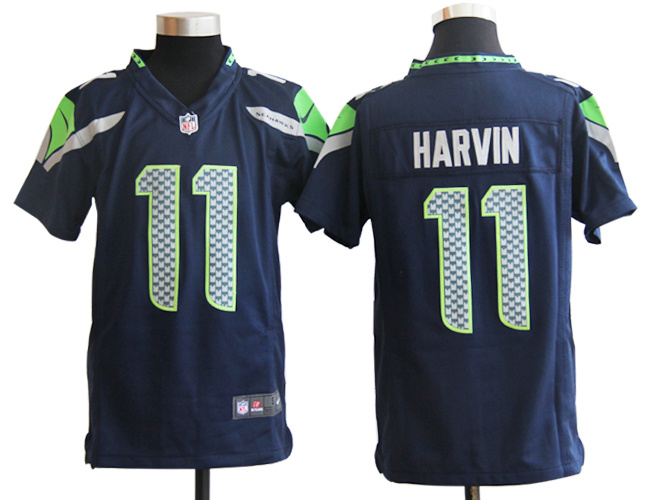 Youth Nike Seahawks 11 Harvin Blue Game Jerseys