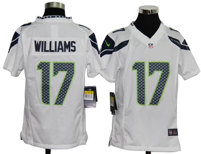 Youth Nike Seahawks 17 Williams white Jerseys
