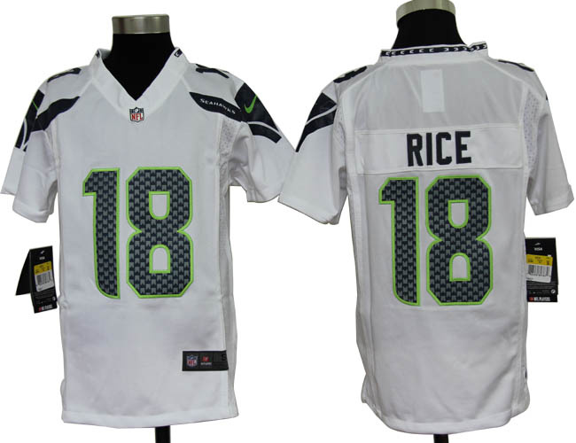Youth Nike Seahawks 18 Rice white Jerseys