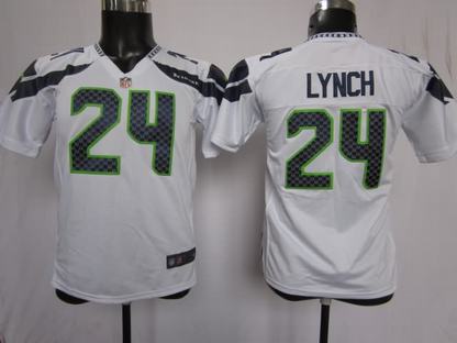 Youth Nike Seahawks 24 Lynch White Game Jerseys