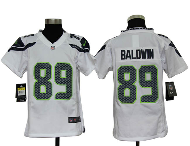Youth Nike Seahawks 89 Baldwin white Jerseys - Click Image to Close