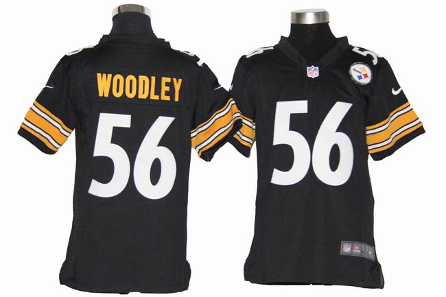 Youth Nike Steelers 56 Woodley Black Game Jerseys