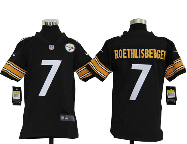 Youth Nike Steelers 7 Roethlisberger black Jerseys