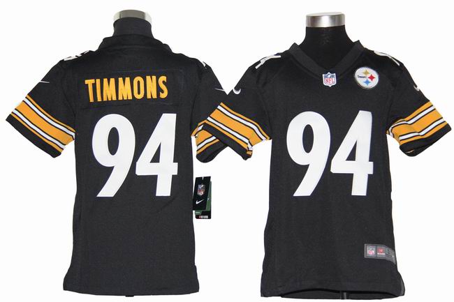Youth Nike Steelers 94 Timmons Black Game Jerseys