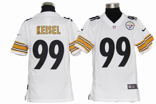 Youth Nike Steelers 99 Keisel White Game Jerseys