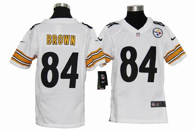 Youth Nike Steelers BROWN 84 White Game Jerseys