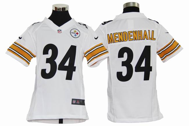 Youth Nike Steelers MENDENHALL 34 White Game Jerseys - Click Image to Close