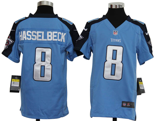 Youth Nike Titans HASSELBECK 8 sky blue Game Jerseys