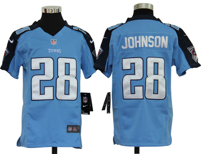 Youth Nike Titans JOHNSON 28 sky blue Game Jerseys - Click Image to Close