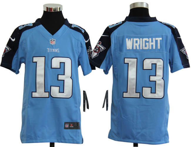 Youth Nike Titans WRICHT 13 sky blue Game Jerseys