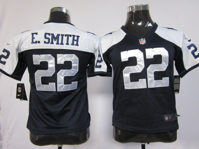 Youth Nike cowboys 22 E.Smith Blue Thanksgiving Jersey