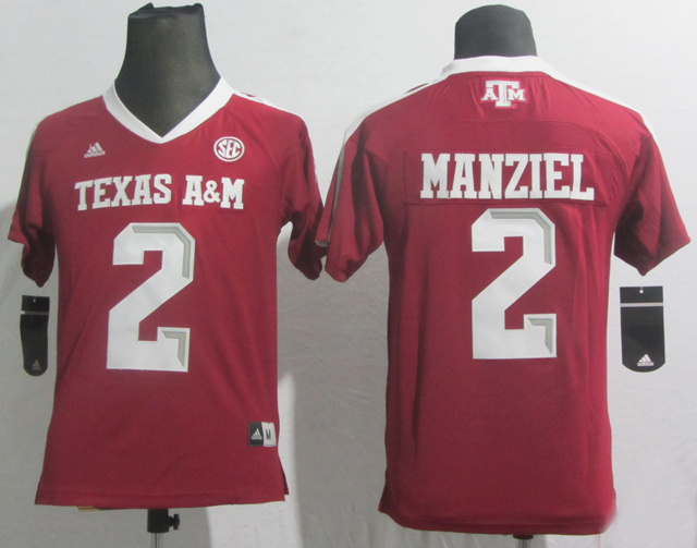 Youth Texas A&M Aggies 2 Johnny Manziel red Jerseys - Click Image to Close