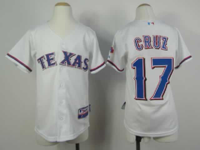Texas Rangers 17 Cruz Whtie Youth Jersey