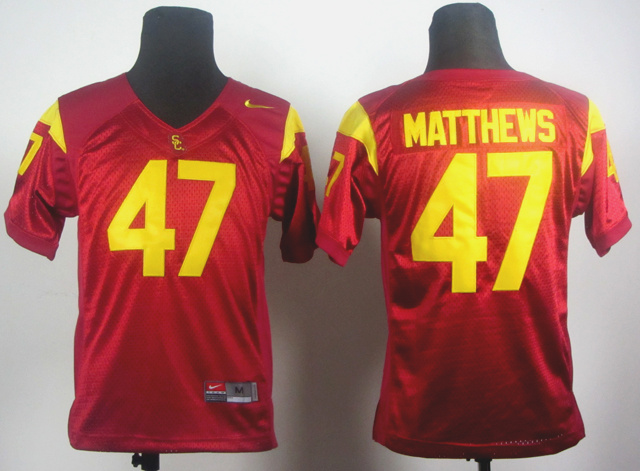 Youth USC Trojans 47 Clay Matthews Red Jerseys - Click Image to Close
