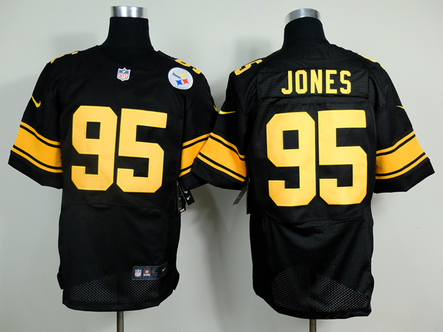 Nike Steelers 95 Jones Black Gold Letters Elite Jerseys
