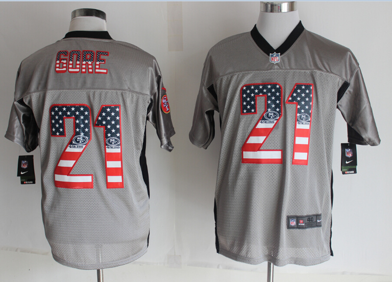 Nike 49ers 21 Gore USA Flag Fashion Grey Shadow Jerseys