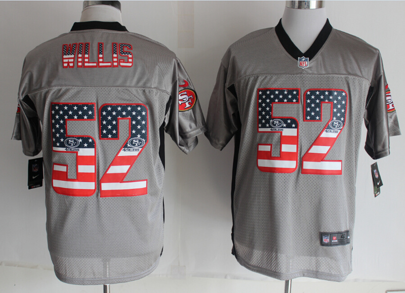 Nike 49ers 52 Willis USA Flag Fashion Grey Shadow Jerseys