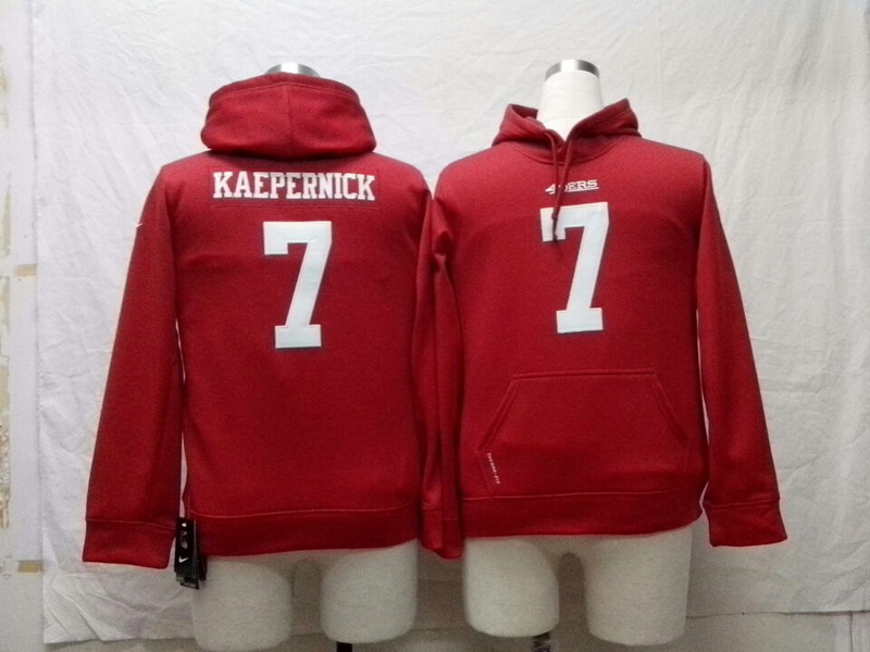 Nike 49ers 7 Kaepernick Red Hooded Youth Jerseys