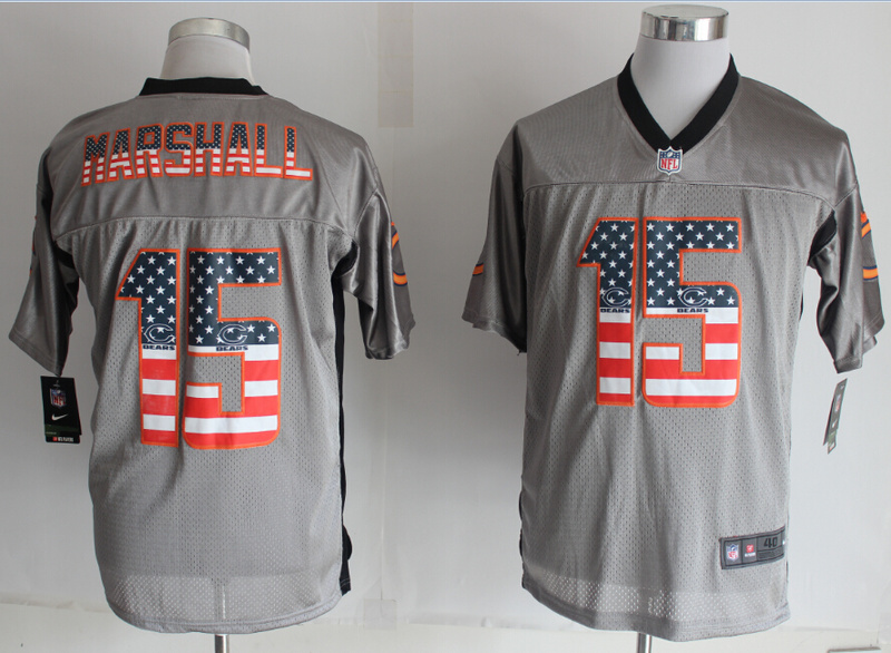Nike Bears 15 Marshall USA Flag Fashion Grey Shadow Jerseys