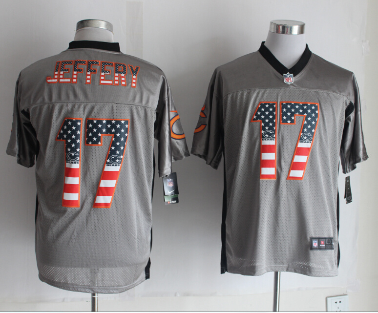 Nike Bears 17 Jeffery USA Flag Fashion Grey Shadow Jerseys - Click Image to Close