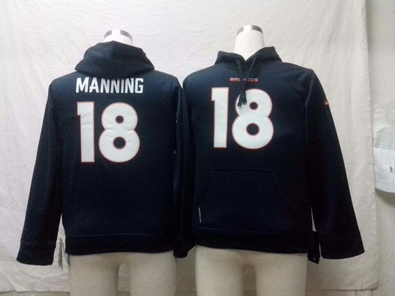 Nike Broncos 18 Manning Blue Hooded Youth Jerseys Nike Broncos 18 Manning Blue Hooded Youth Jerseys