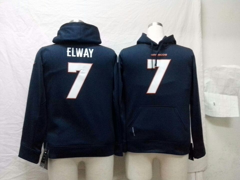 Nike Broncos 7 Elway Blue Hooded Youth Jerseys