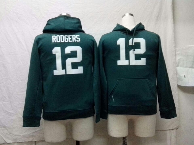 Nike Packers 12 Rodgers Green Hooded Youth Jerseys