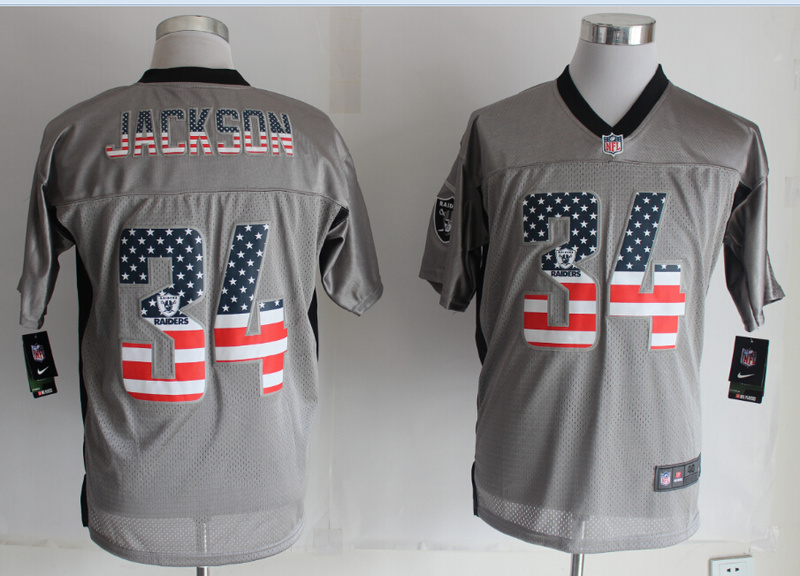 Nike Raiders 34 Jackson USA Flag Fashion Grey Shadow Jerseys Nike Raiders 34 Jackson USA Flag Fashion Grey Shadow Jerseys