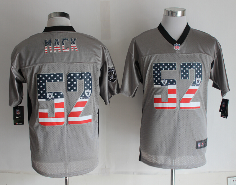 Nike Raiders 52 Mack USA Flag Fashion Grey Shadow Jerseys